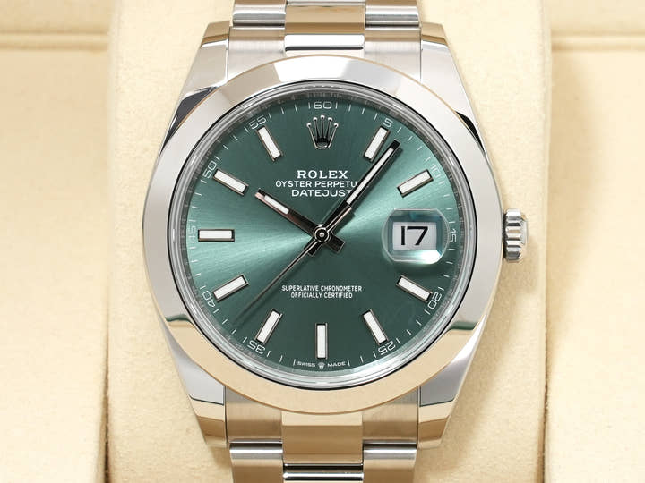 Rolex Datejust 41 Ref. 126300 Stainless Steel Mint Green Dial Oyster Bracelet Pre-owned ftktgfap