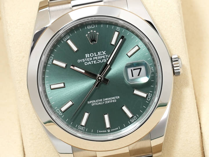 Rolex Datejust 41 Ref. 126300 Stainless Steel Mint Green Dial Oyster Bracelet Pre-owned ftktgfap