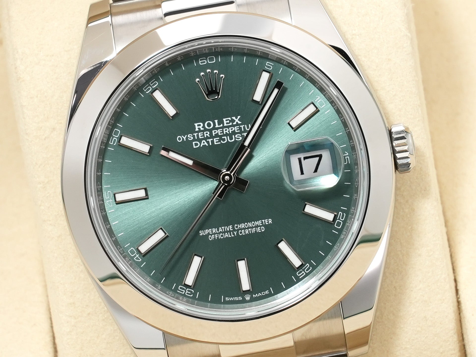 Rolex Datejust 41 Ref. 126300 Stainless Steel Mint Green Dial Oyster Bracelet Pre-owned ftktgfap