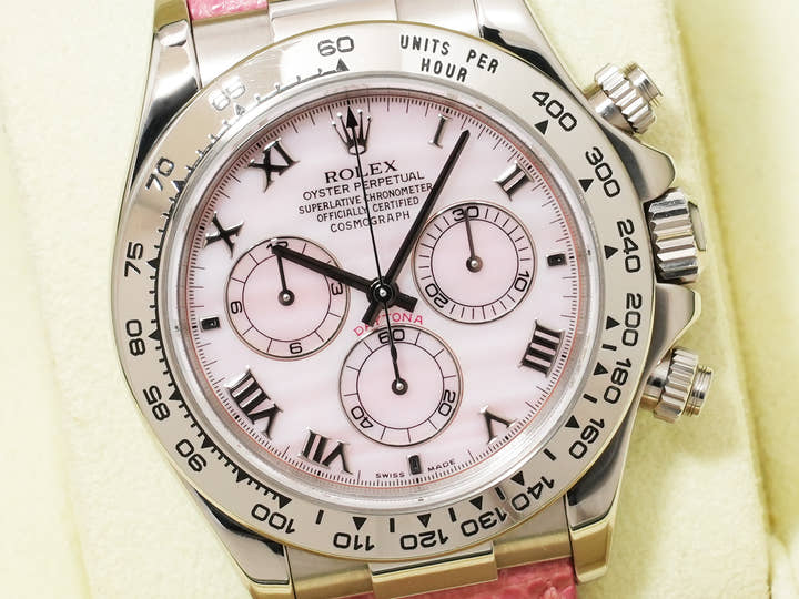 ロレックス デイトナ Ref.116519 ホワイトゴールド ピンクシェル文字盤 中古 9ub4c5t8