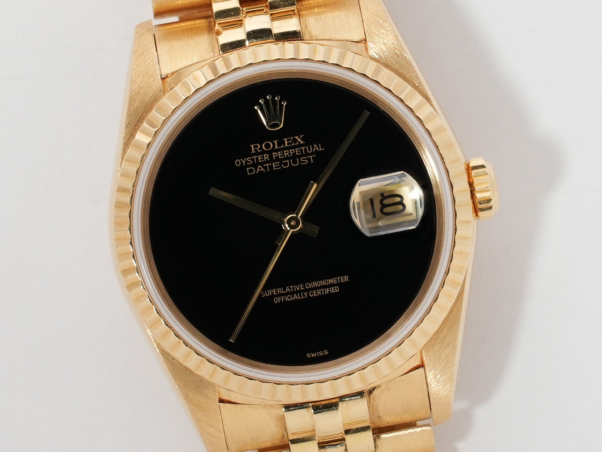 ロレックス デイトジャスト36 Ref.16238 イエローゴールド オニキス文字盤 中古 agq63cws
