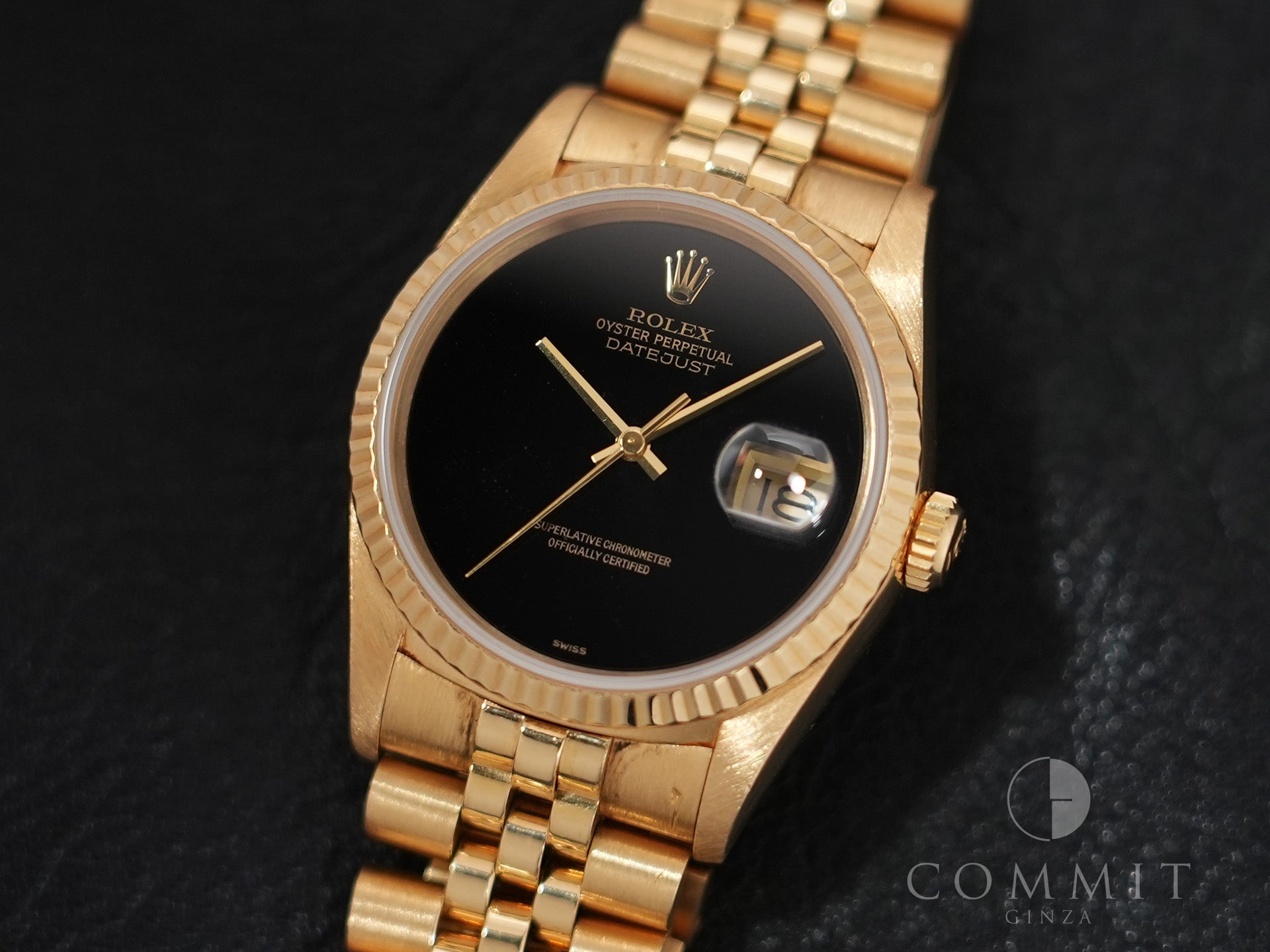 ロレックス デイトジャスト36 Ref.16238 イエローゴールド オニキス文字盤 中古 agq63cws