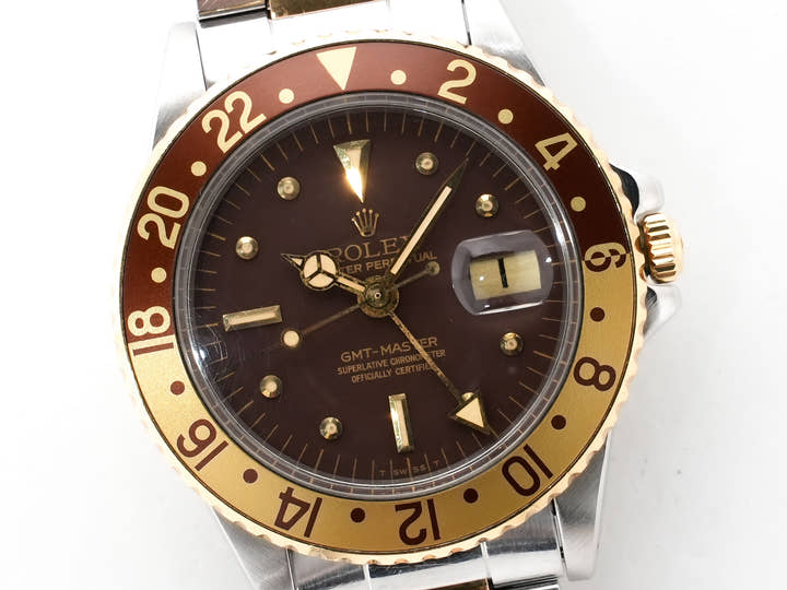 ロレックス GMTマスター Ref.1675/3 ステンレススチール/イエローゴールド ブラウン文字盤 オイスターブレスレット 中古 qpm9o4gi