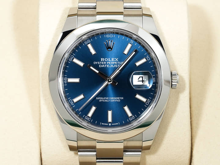 ロレックス デイトジャスト41 Ref.126300 ステンレススチール ブライトブルー文字盤 オイスターブレスレット 中古 vehzd3ih