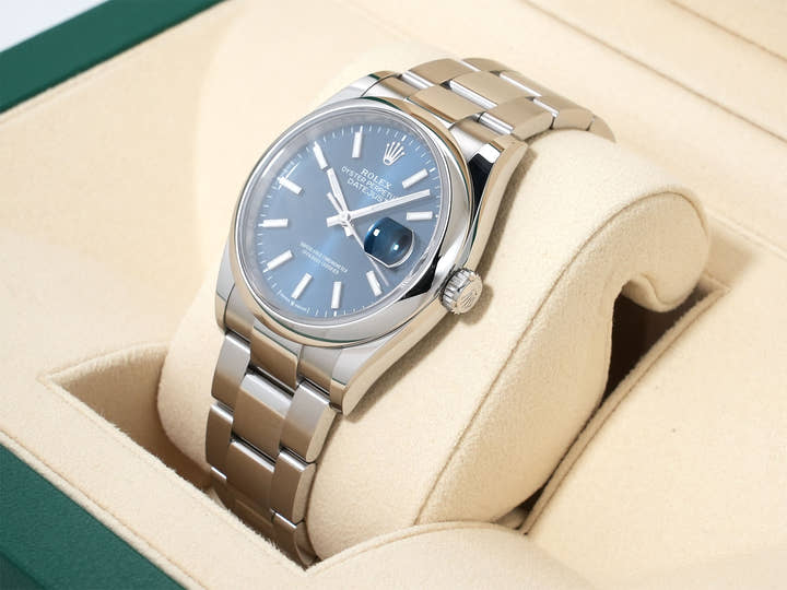 Rolex Datejust 36 Ref. 126200 Stainless Steel Bright Blue Dial Oyster Bracelet Excellent Used 3a6inkio