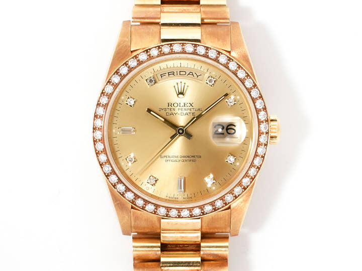 Rolex Day-Date Ref. 18348A Yellow Gold Champagne Dial Pre-owned fwyumnpk