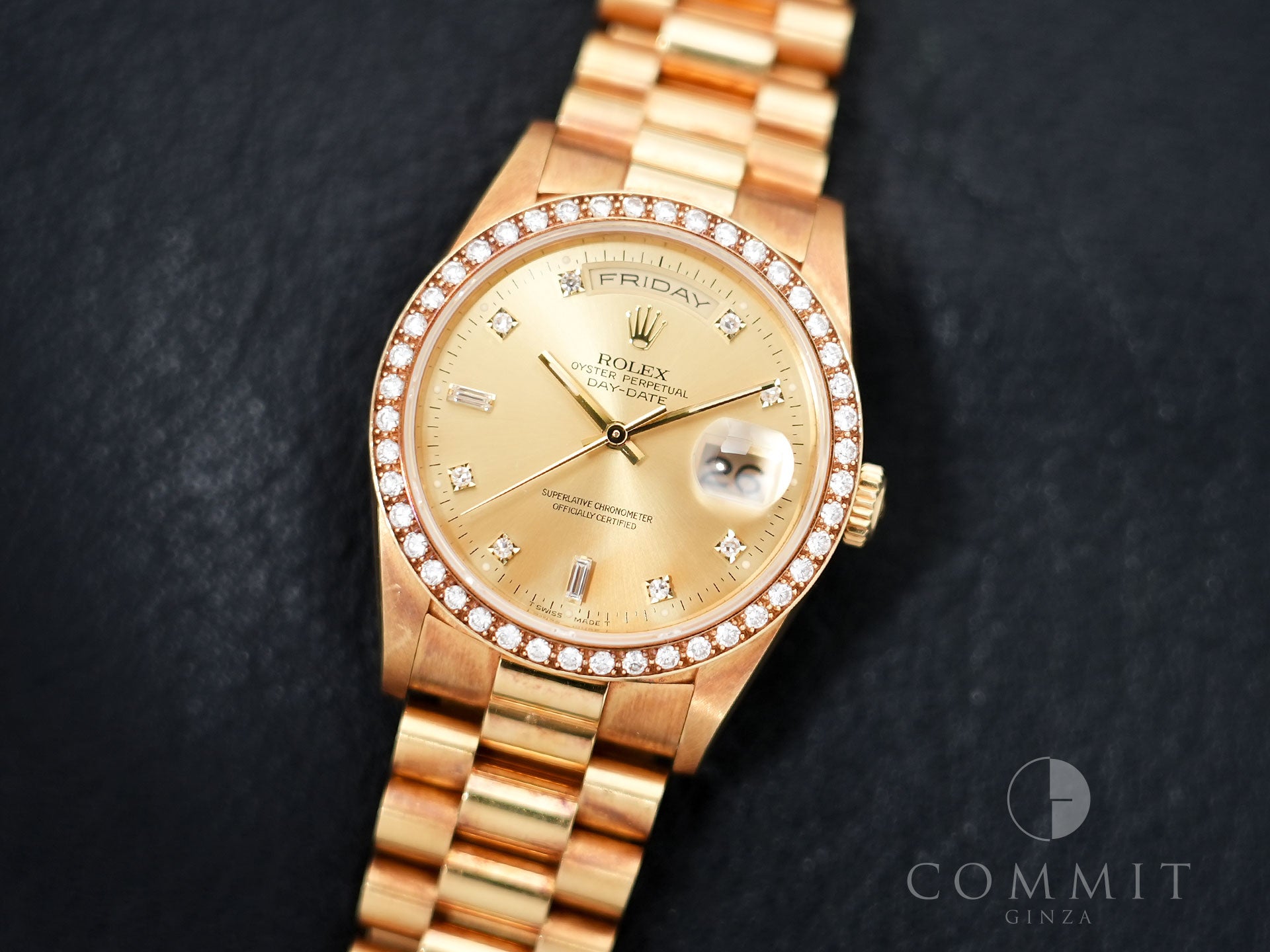 Rolex Day-Date Ref. 18348A Yellow Gold Champagne Dial Pre-owned fwyumnpk