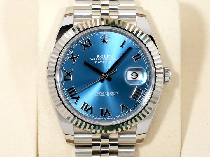 Rolex Datejust 41 Ref.126334 Stainless Steel/White Gold Azzurro Blue Dial Jubilee Bracelet Used eb8w69xc