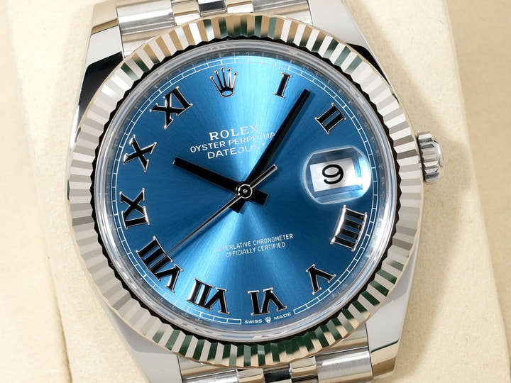 Rolex Datejust 41 Ref.126334 Stainless Steel/White Gold Azzurro Blue Dial Jubilee Bracelet Used eb8w69xc