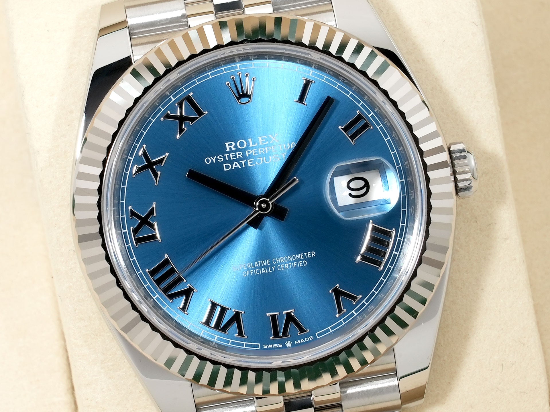 Rolex Datejust 41 Ref.126334 Stainless Steel/White Gold Azzurro Blue Dial Jubilee Bracelet Used eb8w69xc