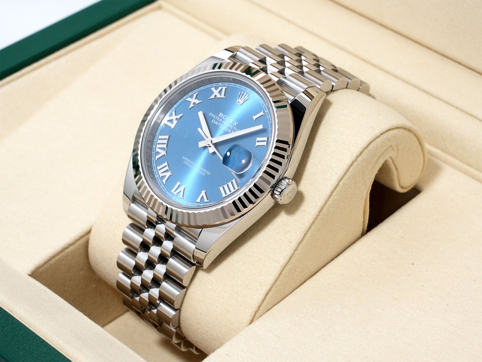 Rolex Datejust 41 Ref.126334 Stainless Steel/White Gold Azzurro Blue Dial Jubilee Bracelet Used eb8w69xc
