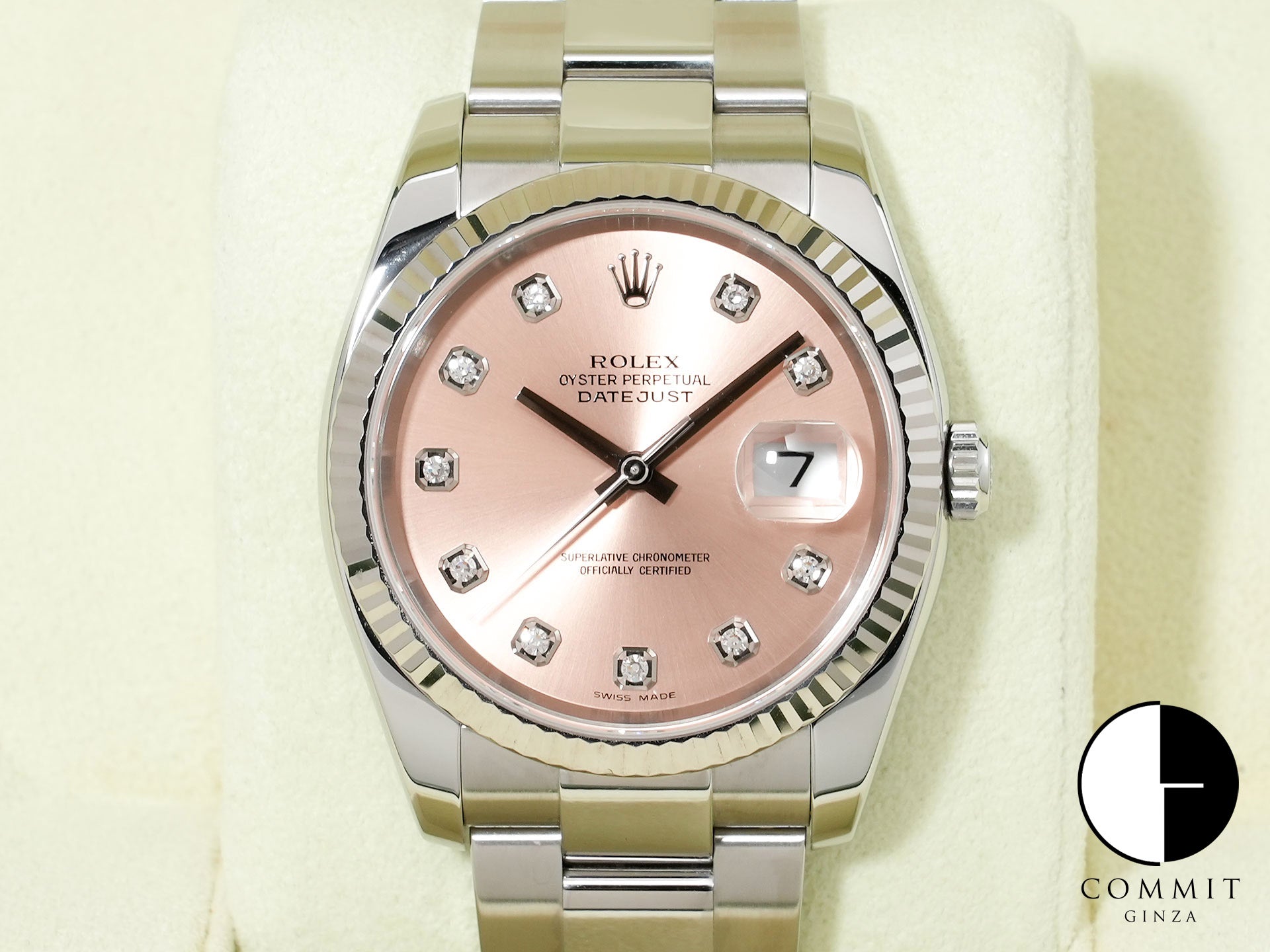 Rolex Datejust 36 Ref. 116234G Stainless Steel/White Gold Pink x 10P Diamond Dial Used crxzkkmn