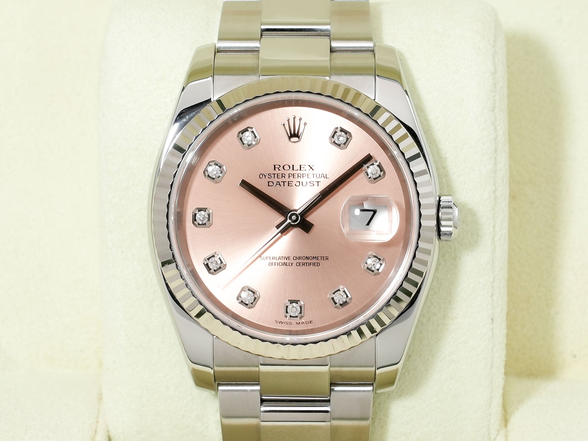 Rolex Datejust 36 Ref. 116234G Stainless Steel/White Gold Pink x 10P Diamond Dial Used crxzkkmn