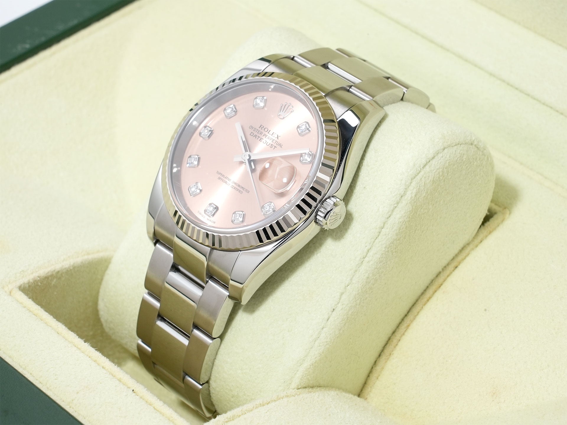 Rolex Datejust 36 Ref. 116234G Stainless Steel/White Gold Pink x 10P Diamond Dial Used crxzkkmn