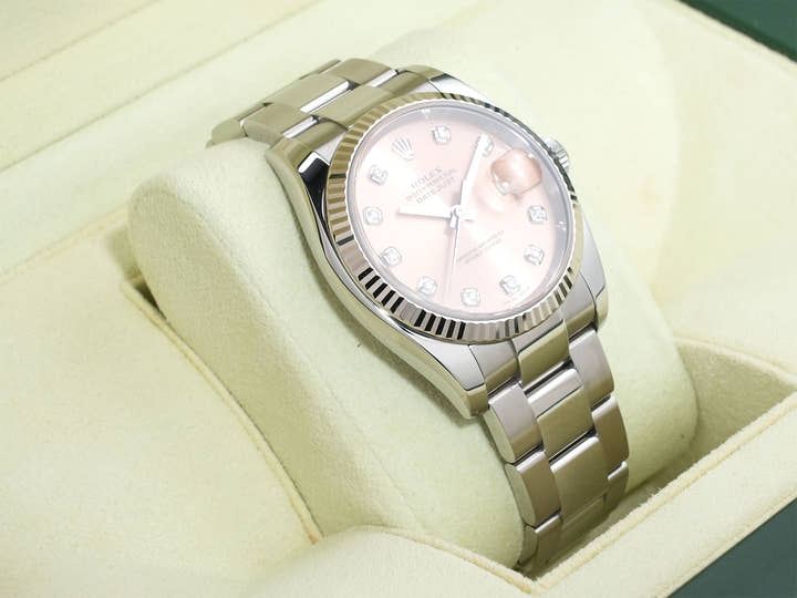 Rolex Datejust 36 Ref. 116234G Stainless Steel/White Gold Pink x 10P Diamond Dial Used crxzkkmn