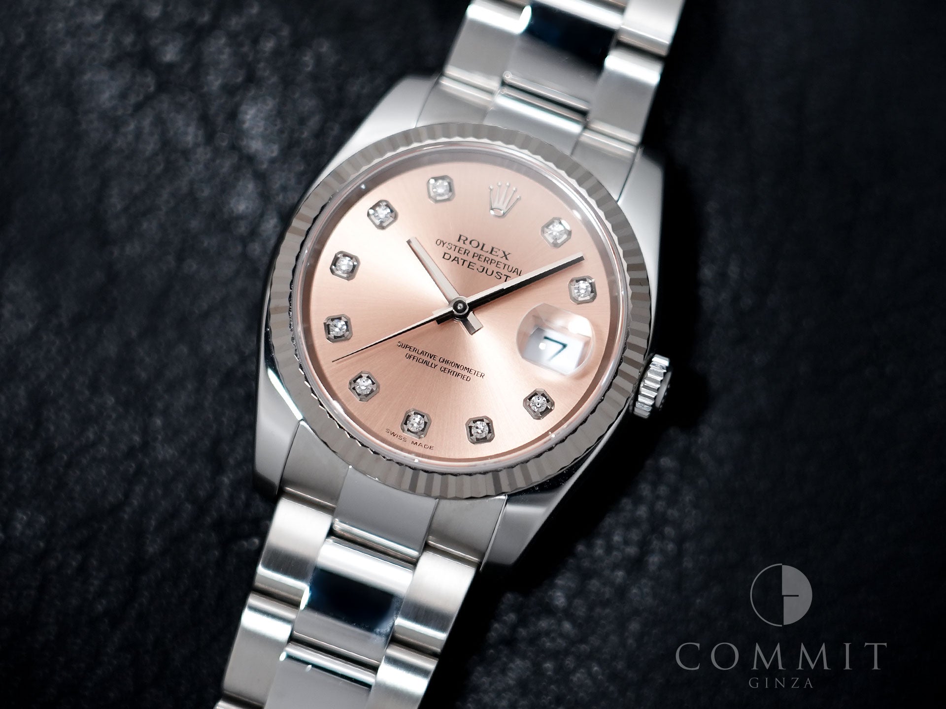 Rolex Datejust 36 Ref. 116234G Stainless Steel/White Gold Pink x 10P Diamond Dial Used crxzkkmn