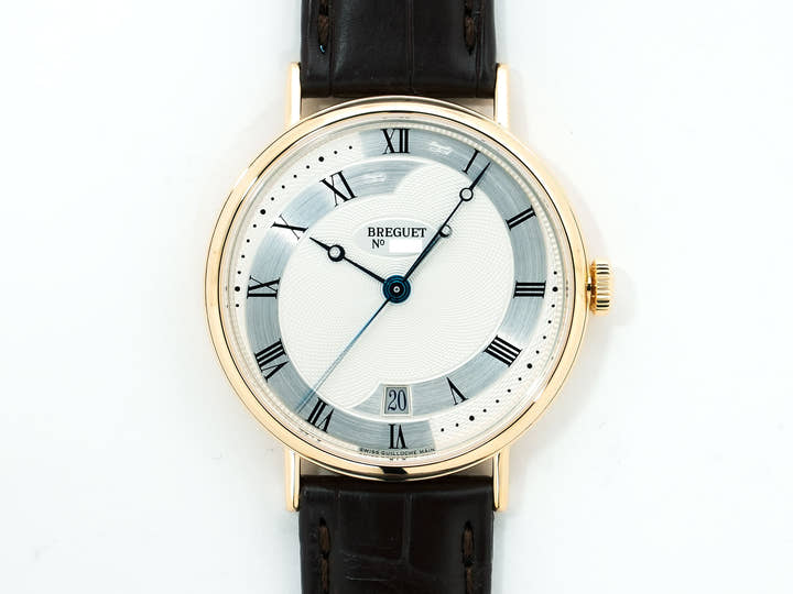 Breguet Classique Silicion Ref. 5197BA/15/986 Yellow Gold Silver Dial Excellent Condition jtc597ts