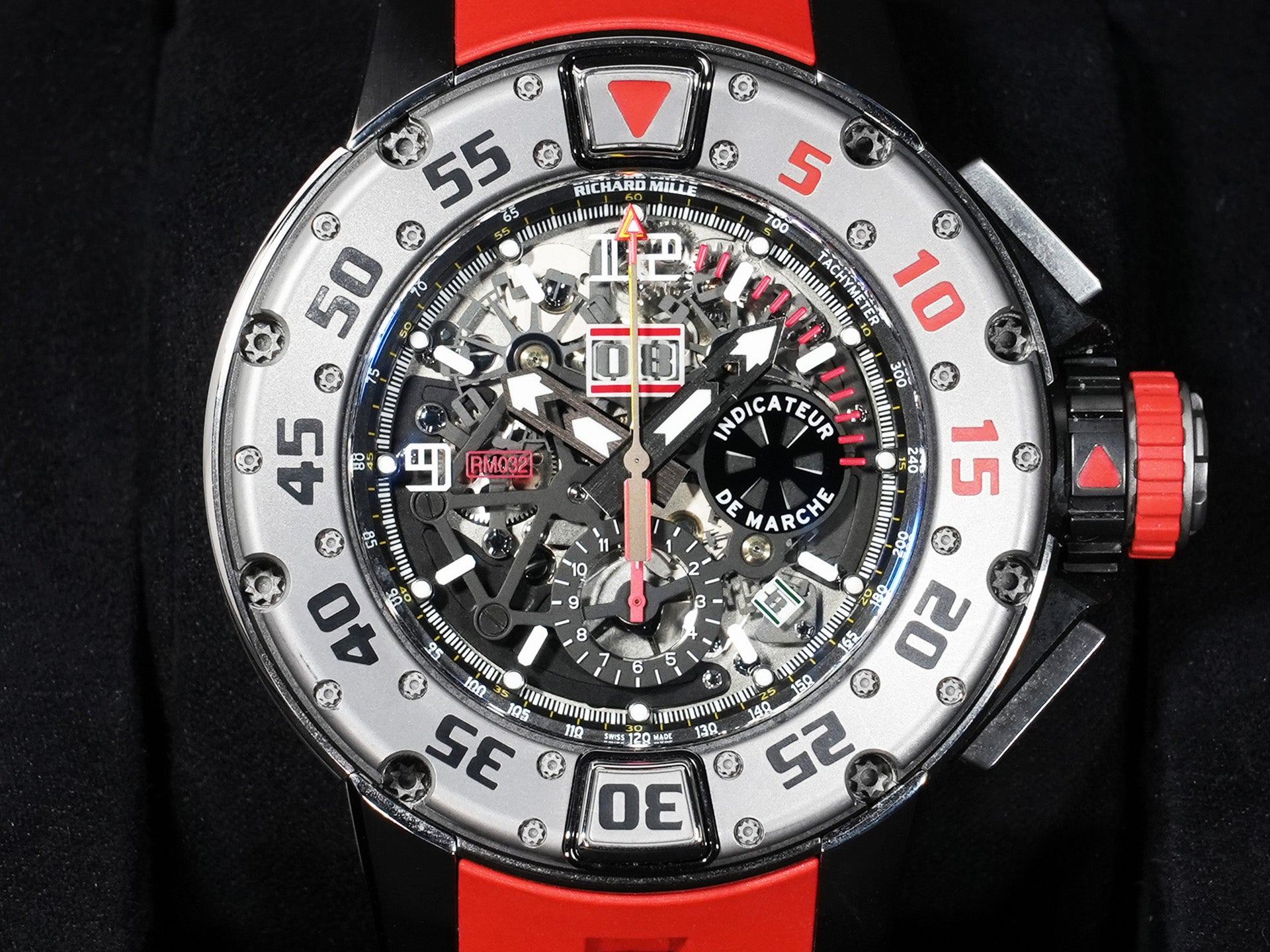 リシャールミル オートマティック フライバック クロノグラフ ダイバーズウォッチ Ref.RM032 チタン スケルトン文字盤 美中古 4yhe9daj