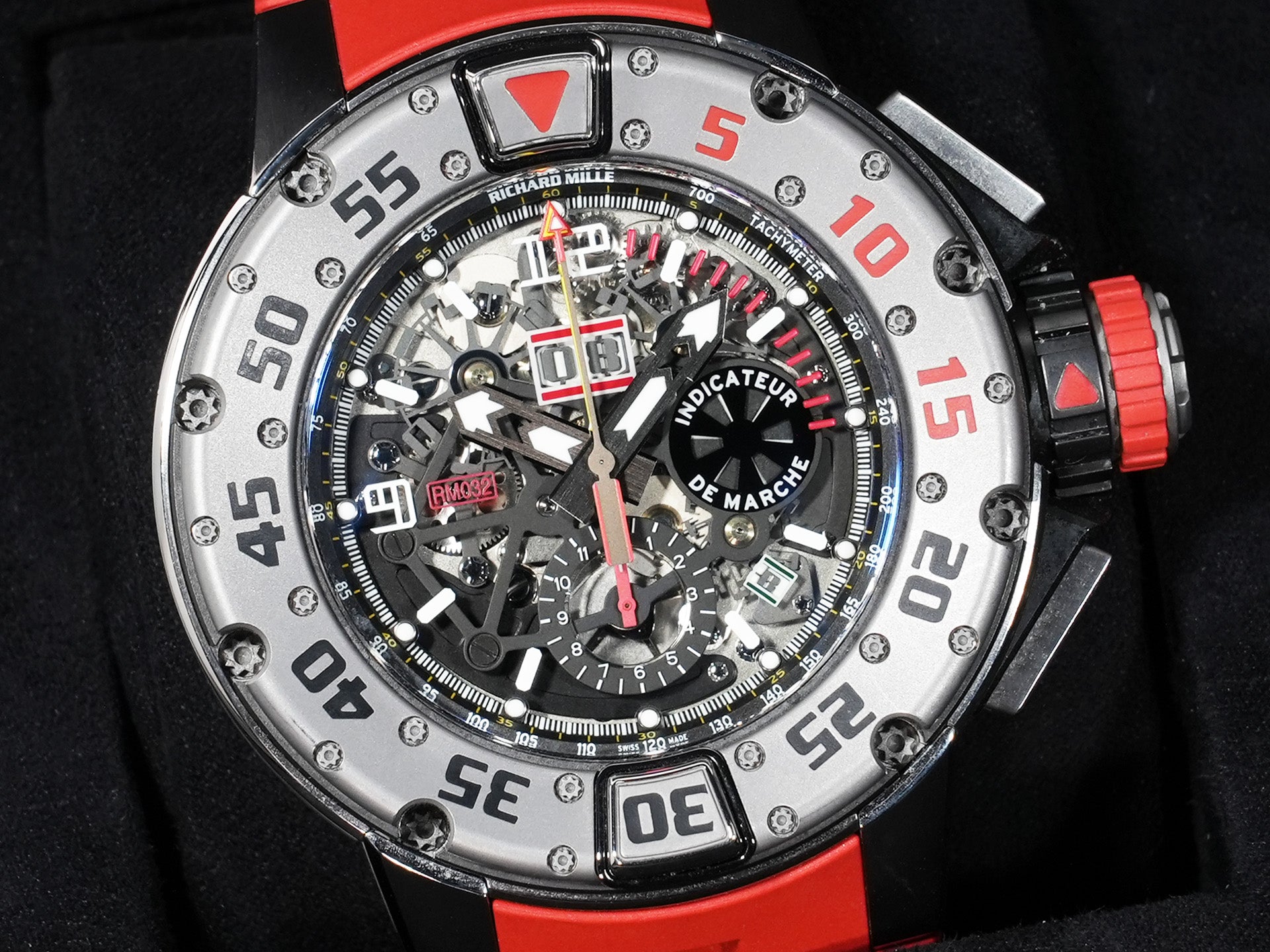 リシャールミル オートマティック フライバック クロノグラフ ダイバーズウォッチ Ref.RM032 チタン スケルトン文字盤 美中古 4yhe9daj