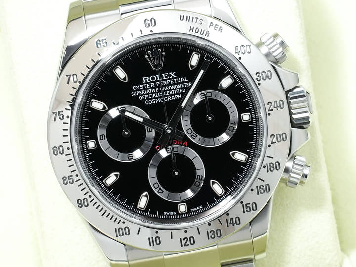 ロレックス デイトナ Ref.116520 ステンレススチール ブラック文字盤 美中古 t6junhez