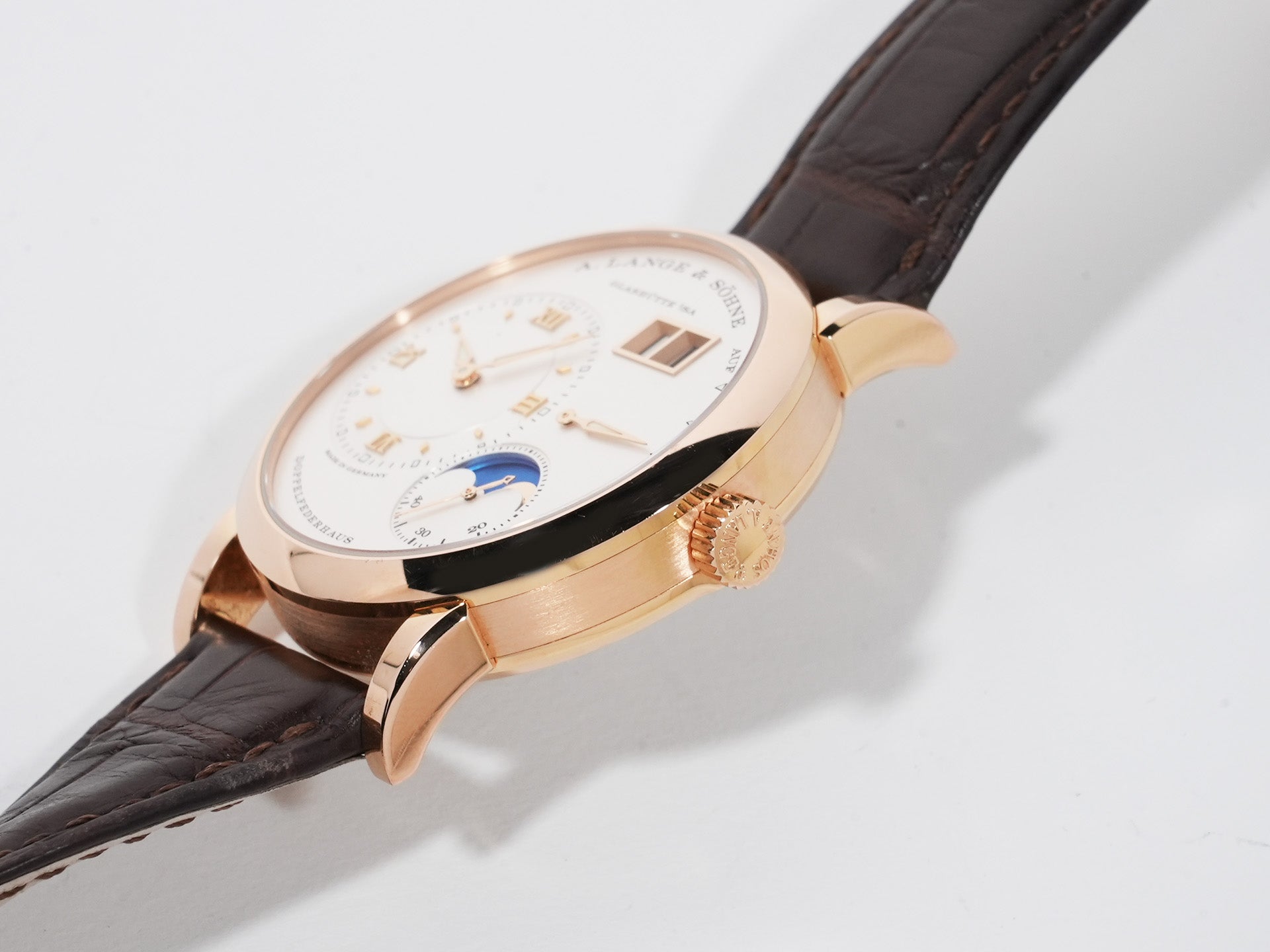 A. Lange & Söhne Lange 1 Moon Phase Ref. 192.032 Pink Gold Silver Dial Used fpi5bbgw