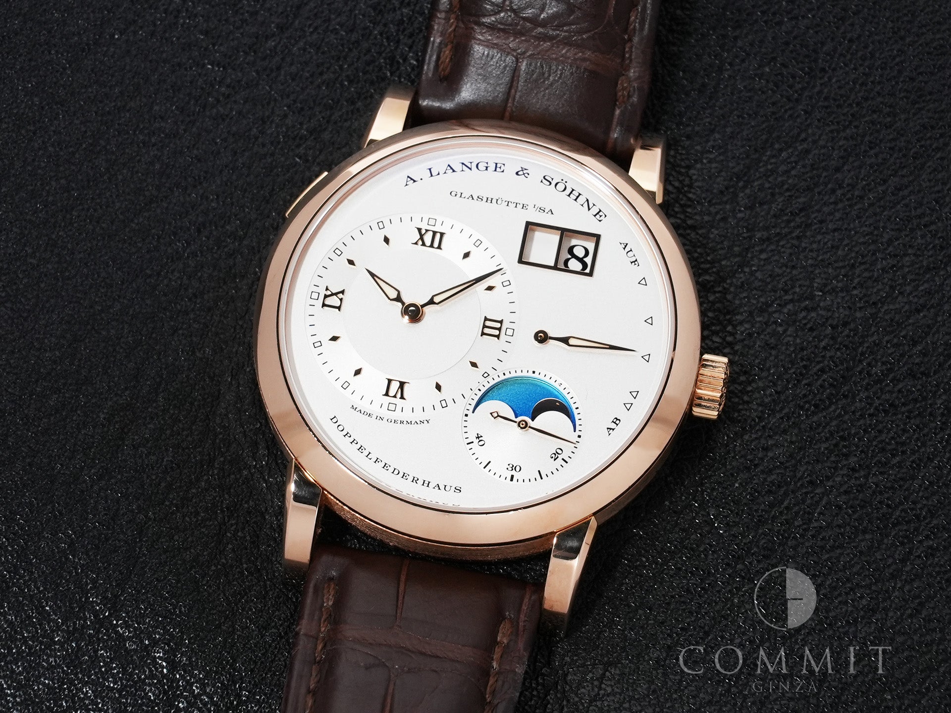 A. Lange & Söhne Lange 1 Moon Phase Ref. 192.032 Pink Gold Silver Dial Used fpi5bbgw