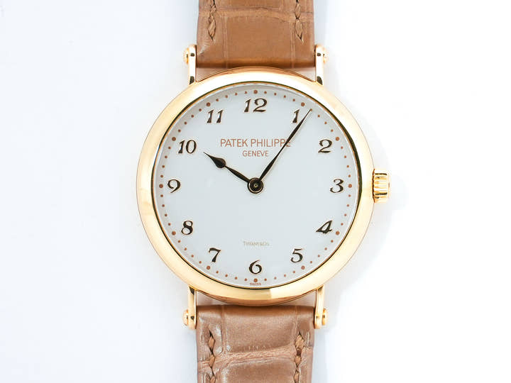 パテックフィリップ カラトラバ TIFFANY&CO. Ref.7200R-001 ローズゴールド シルバー・グレイン文字盤 中古 jef325ep