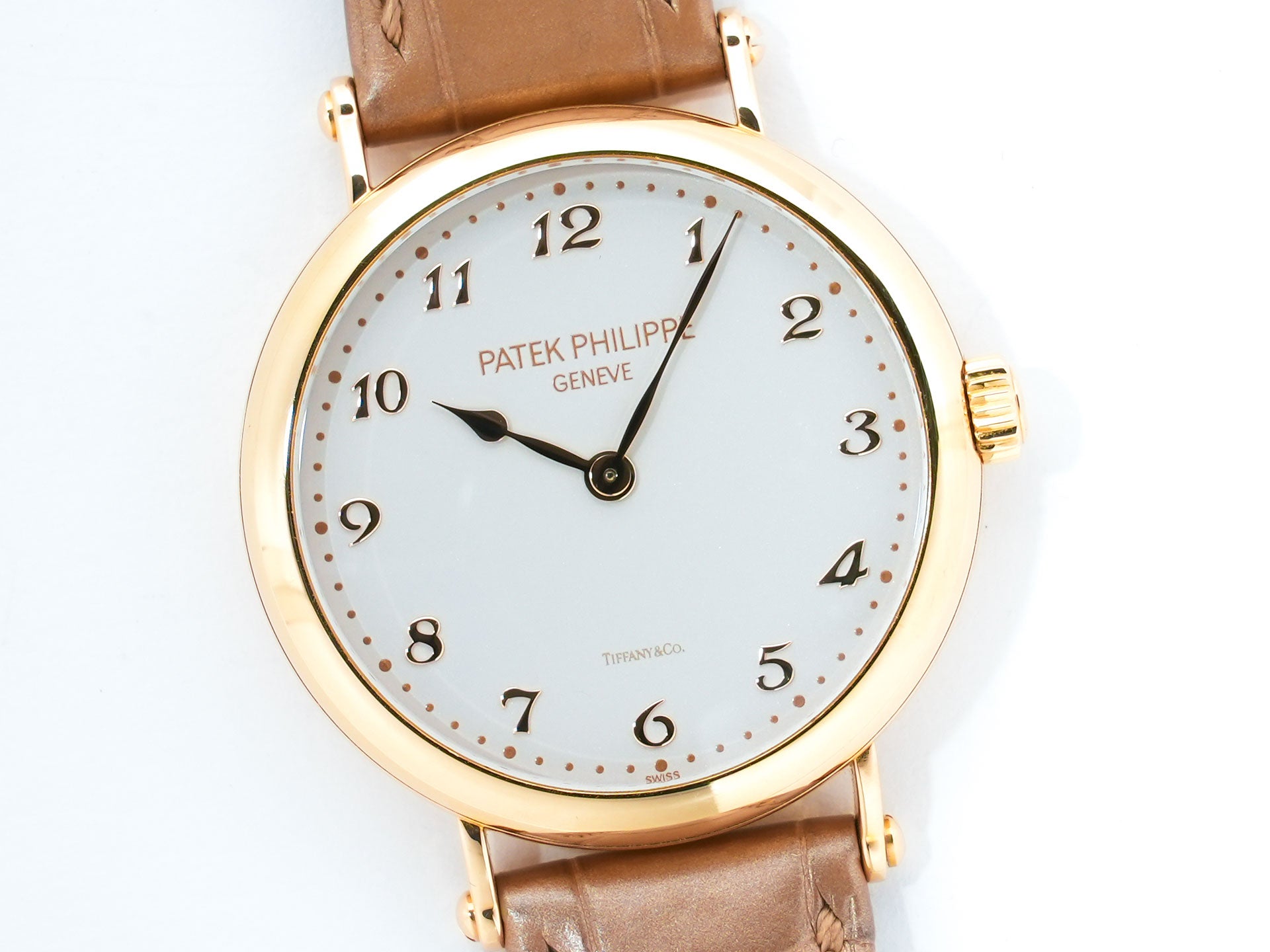 パテックフィリップ カラトラバ TIFFANY&CO. Ref.7200R-001 ローズゴールド シルバー・グレイン文字盤 中古 jef325ep