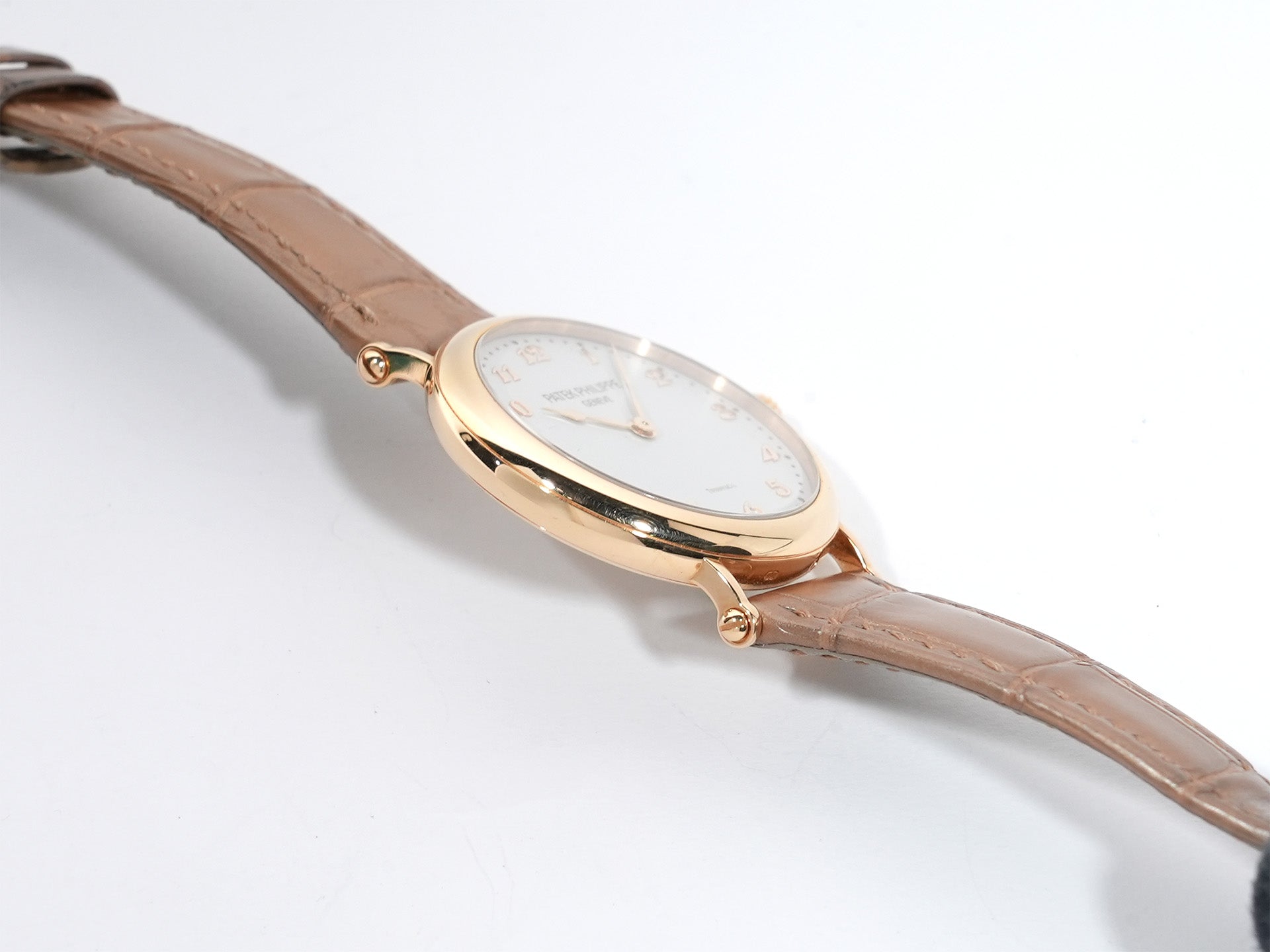 パテックフィリップ カラトラバ TIFFANY&CO. Ref.7200R-001 ローズゴールド シルバー・グレイン文字盤 中古 jef325ep