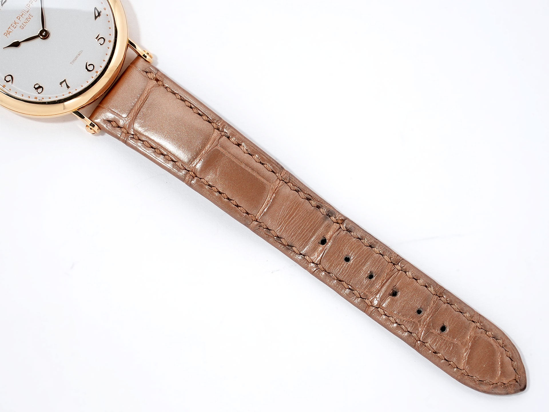 パテックフィリップ カラトラバ TIFFANY&CO. Ref.7200R-001 ローズゴールド シルバー・グレイン文字盤 中古 jef325ep