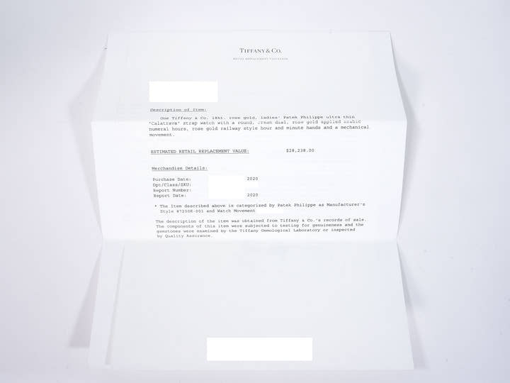 パテックフィリップ カラトラバ TIFFANY&CO. Ref.7200R-001 ローズゴールド シルバー・グレイン文字盤 中古 jef325ep