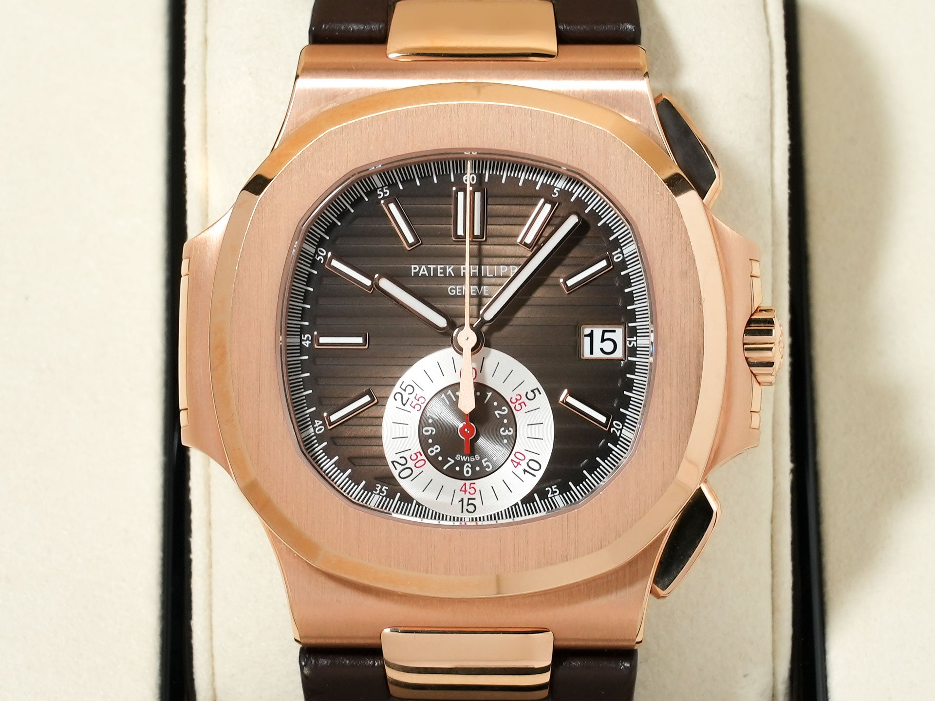 パテックフィリップ ノーチラス クロノグラフ Ref.5980R-001 ローズゴールド ブラウン文字盤 極美品 x2vjb96u