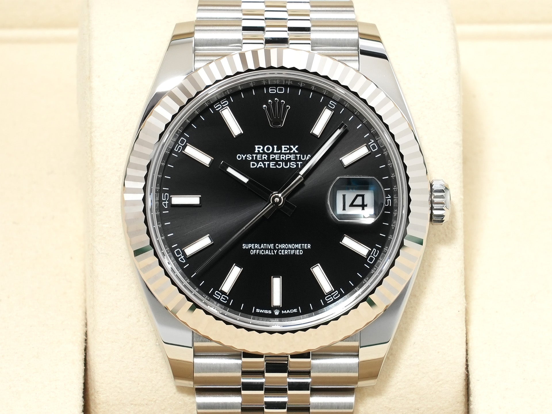 ROLEX Datejust 41 Ref. 126334 Stainless Steel/White Gold Black Dial Jubilee Bracelet Unused vkeatgs2