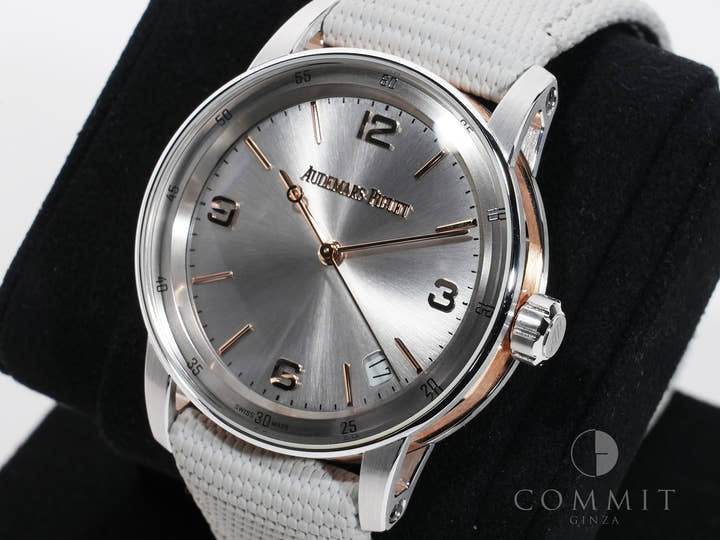 AUDEMARS PIGUET CODE 11.59 by Audemars Piguet Ref. 15210CR.OO.A008KB.01 White Gold/Pink Gold Gray Lacquer Dial Excellent Condition kf3nzaxb