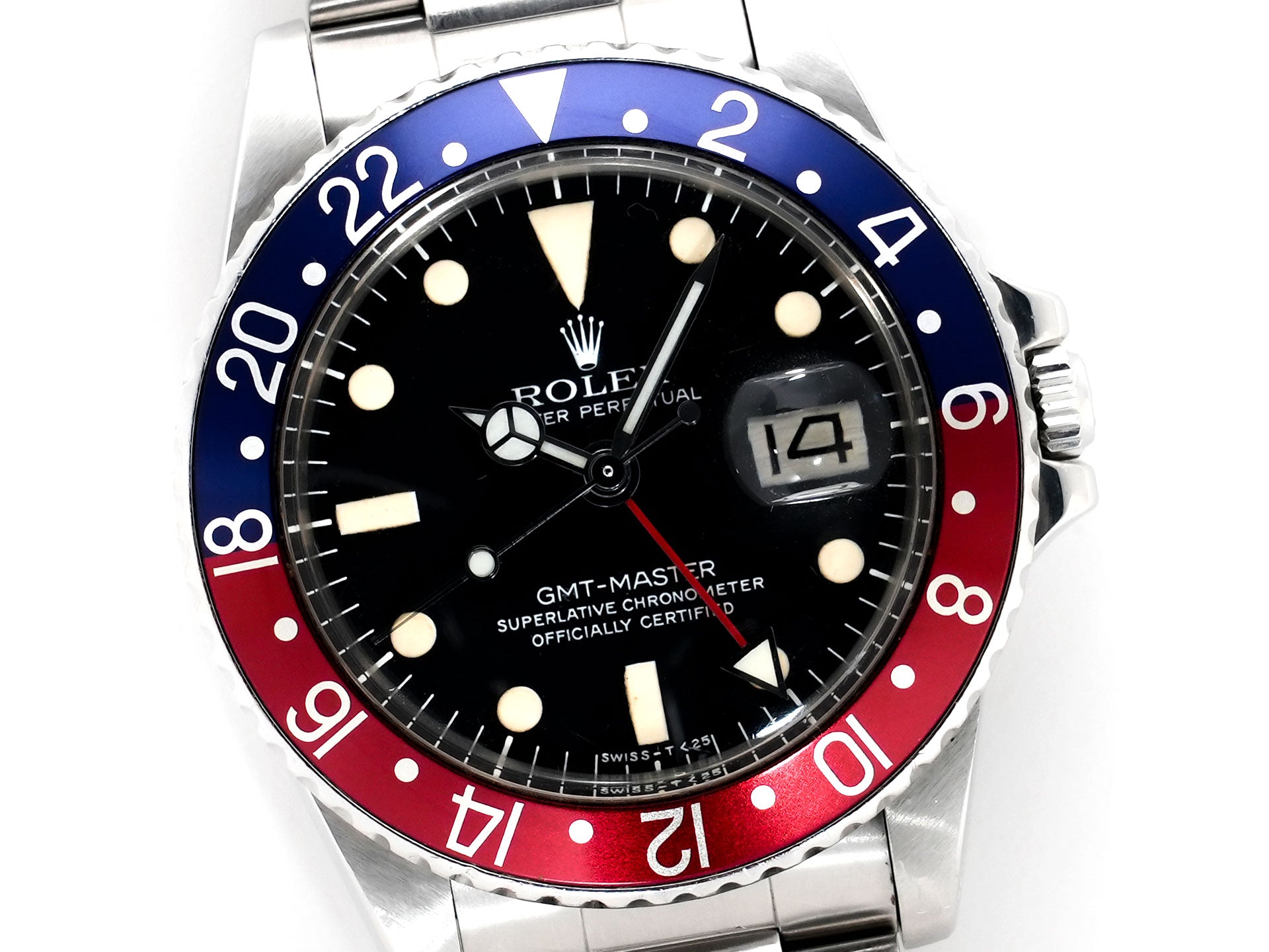 ロレックス GMTマスター Ref.1675 ステンレススチール ブラック文字盤 オイスターブレスレット 中古 m24gytaj