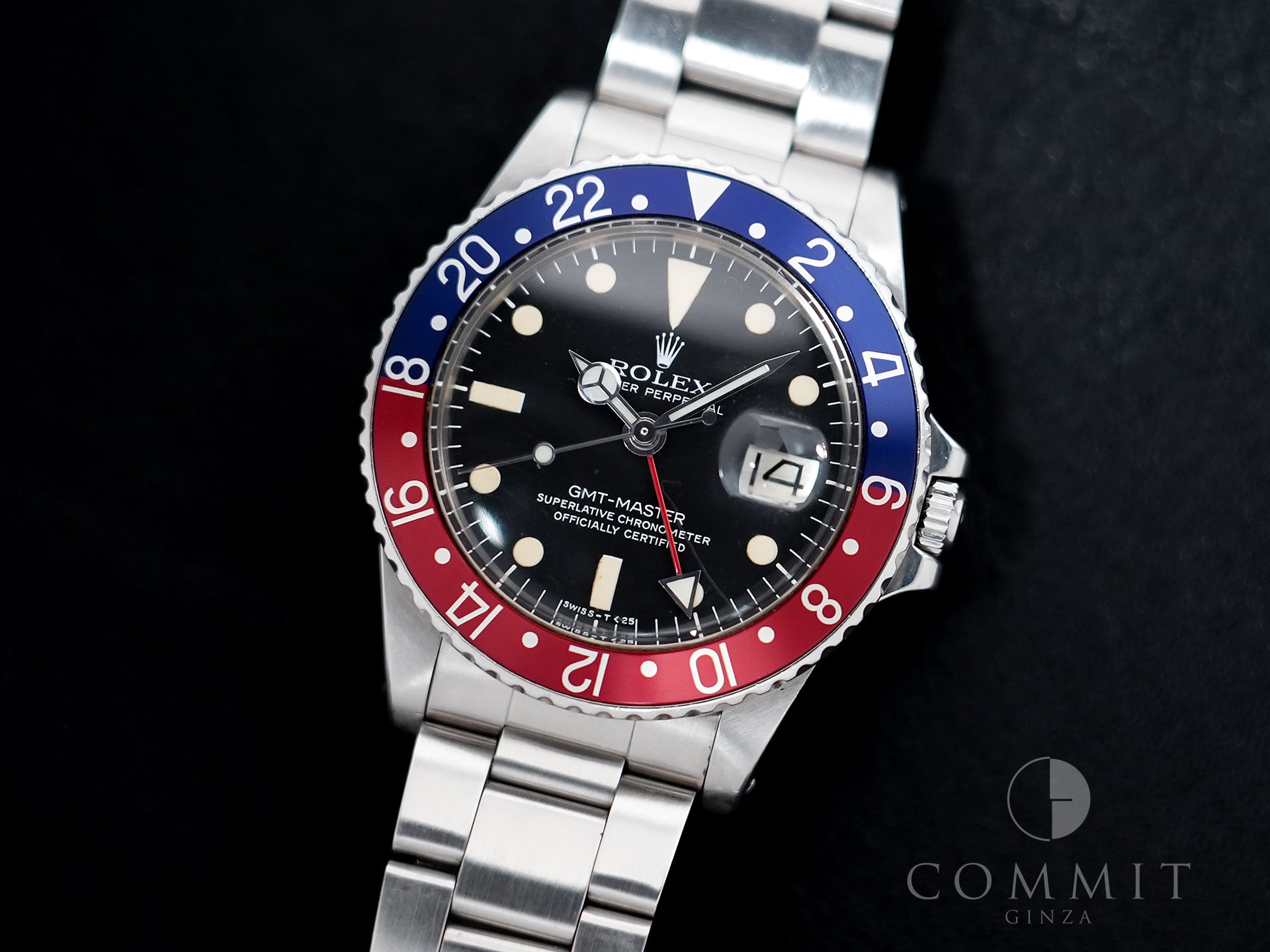 ロレックス GMTマスター Ref.1675 ステンレススチール ブラック文字盤 オイスターブレスレット 中古 m24gytaj