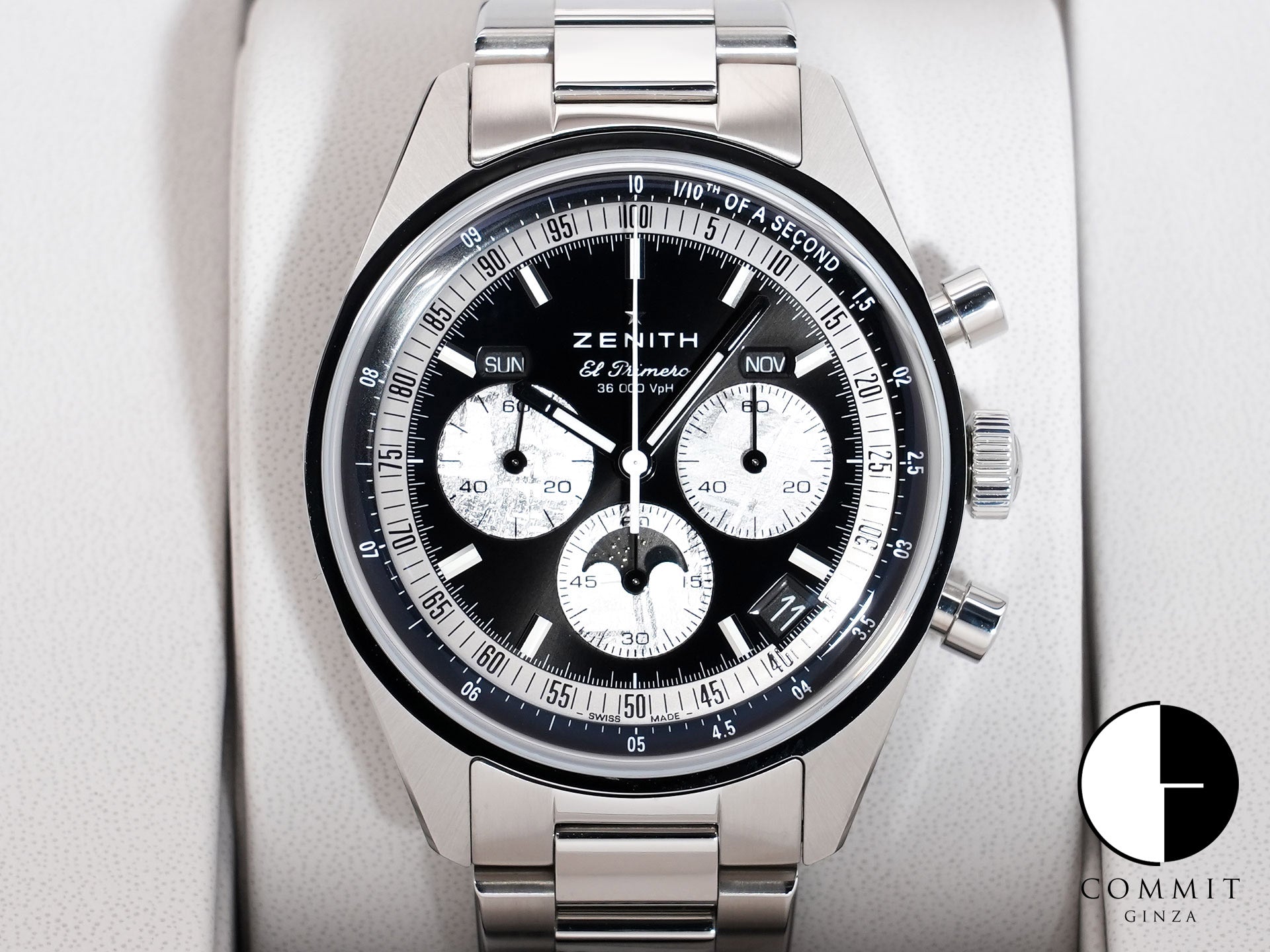 ゼニス クロノマスター オリジナル トリプルカレンダー ホディンキー エディション Ref.03.3401.3610/21.M3200 ステンレススチール ブラック文字盤 未使用 pczee7aw