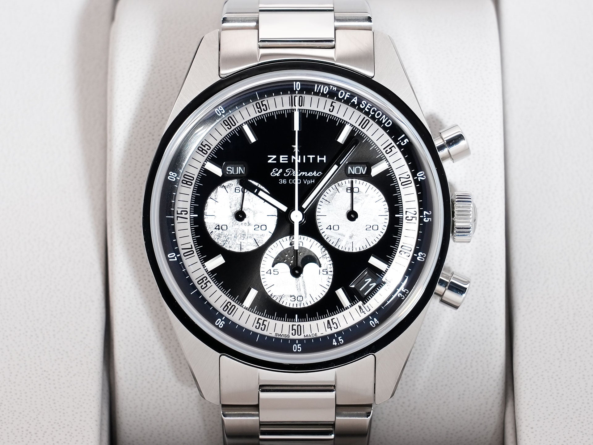 ゼニス クロノマスター オリジナル トリプルカレンダー ホディンキー エディション Ref.03.3401.3610/21.M3200 ステンレススチール ブラック文字盤 未使用 pczee7aw
