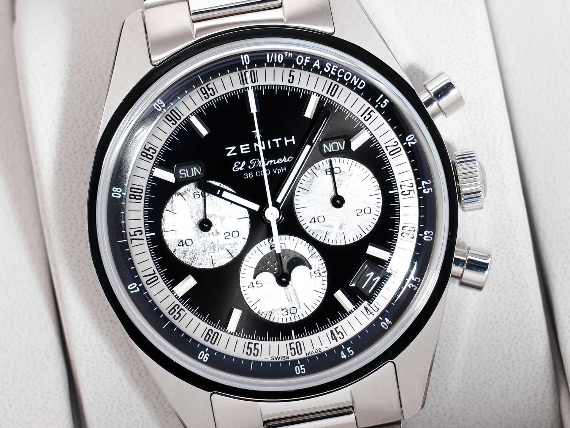 ゼニス クロノマスター オリジナル トリプルカレンダー ホディンキー エディション Ref.03.3401.3610/21.M3200 ステンレススチール ブラック文字盤 未使用 pczee7aw