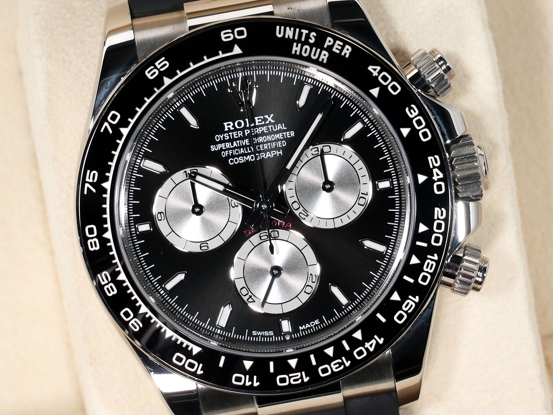 Rolex Daytona Ref. 126519LN White Gold Bright Black x Steel Dial Used jqc2wdca