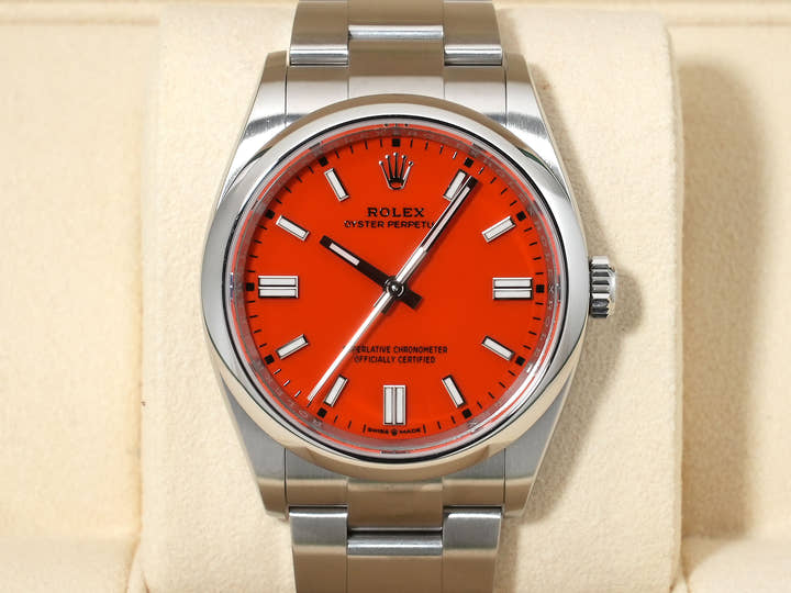 ロレックス オイスターパーペチュアル36 Ref.126000 ステンレススチール コーラルレッド文字盤 中古 i8sycrnh