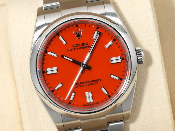 ロレックス オイスターパーペチュアル36 Ref.126000 ステンレススチール コーラルレッド文字盤 中古 i8sycrnh