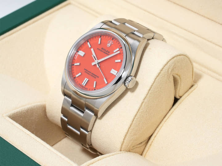 ロレックス オイスターパーペチュアル36 Ref.126000 ステンレススチール コーラルレッド文字盤 中古 i8sycrnh
