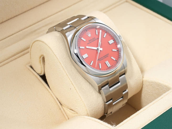 ロレックス オイスターパーペチュアル36 Ref.126000 ステンレススチール コーラルレッド文字盤 中古 i8sycrnh