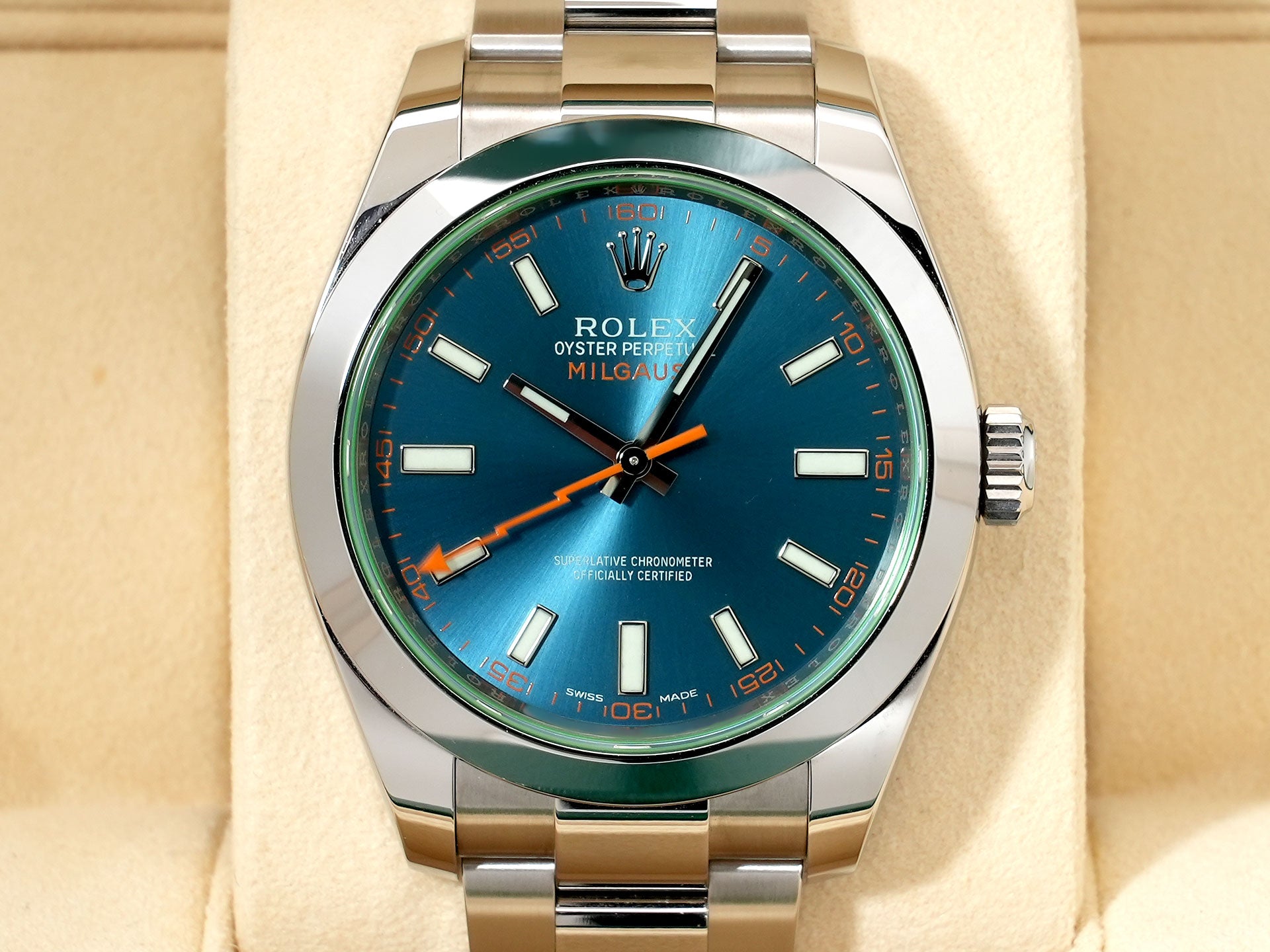 ロレックス ミルガウス Ref.116400GV ステンレススチール Zブルー文字盤 中古 co24yjru
