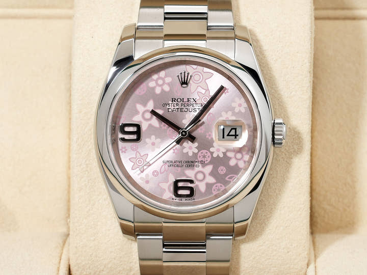 ロレックス デイトジャスト Ref.116200 ステンレススチール ピンクフラワー文字盤 オイスターブレスレット 美中古 xmw8czyo