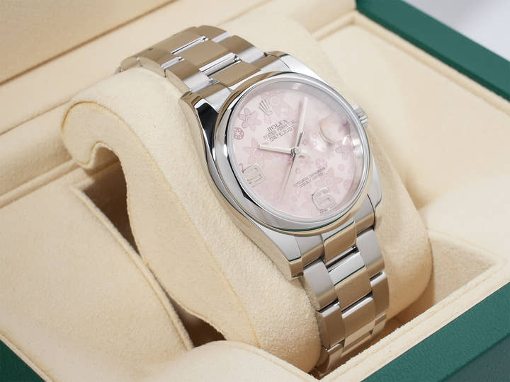 ロレックス デイトジャスト Ref.116200 ステンレススチール ピンクフラワー文字盤 オイスターブレスレット 美中古 xmw8czyo