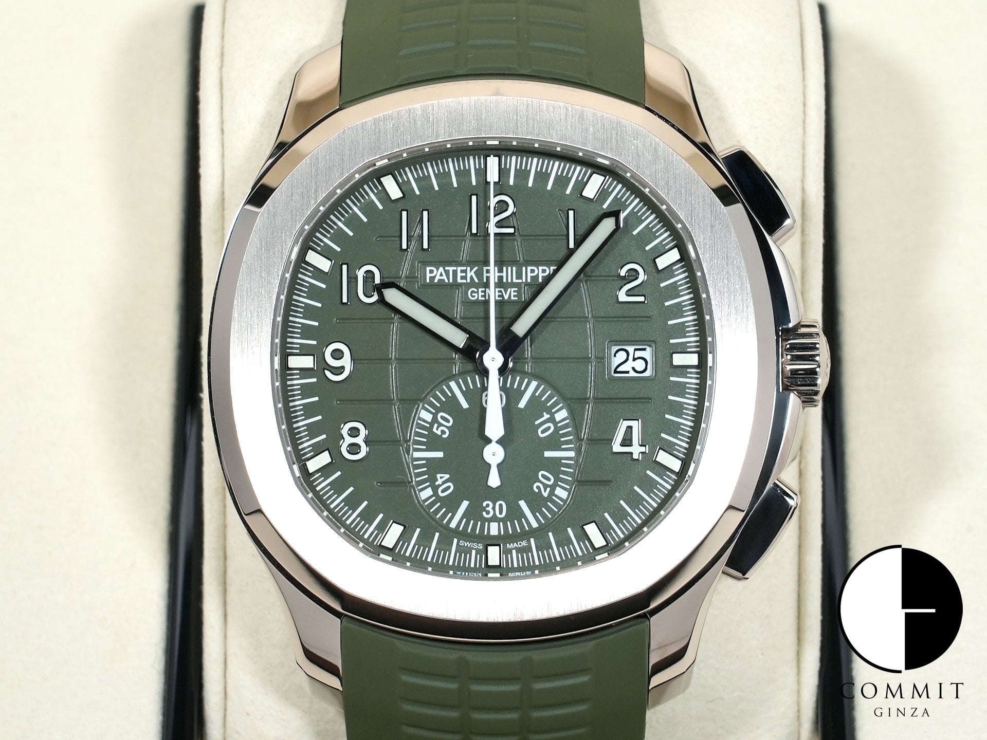 Patek Philippe Aquanaut Chronograph Ref. 5968G-010 White Gold Khaki Green Dial Unused cbsur2nj