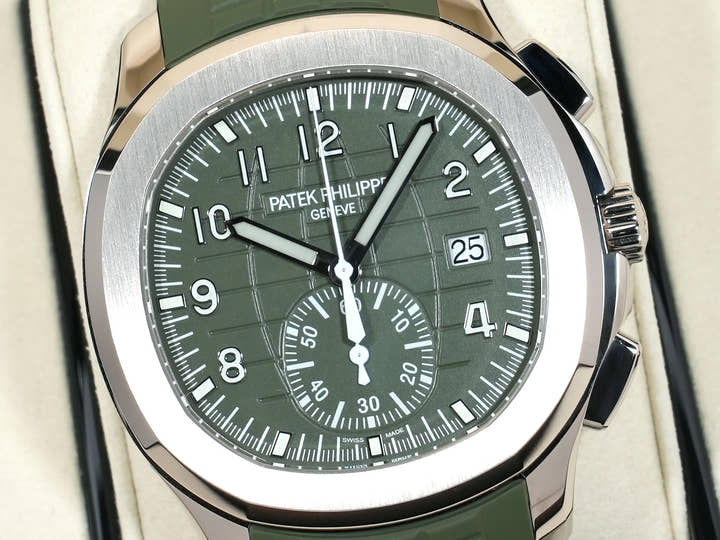 Patek Philippe Aquanaut Chronograph Ref. 5968G-010 White Gold Khaki Green Dial Unused cbsur2nj