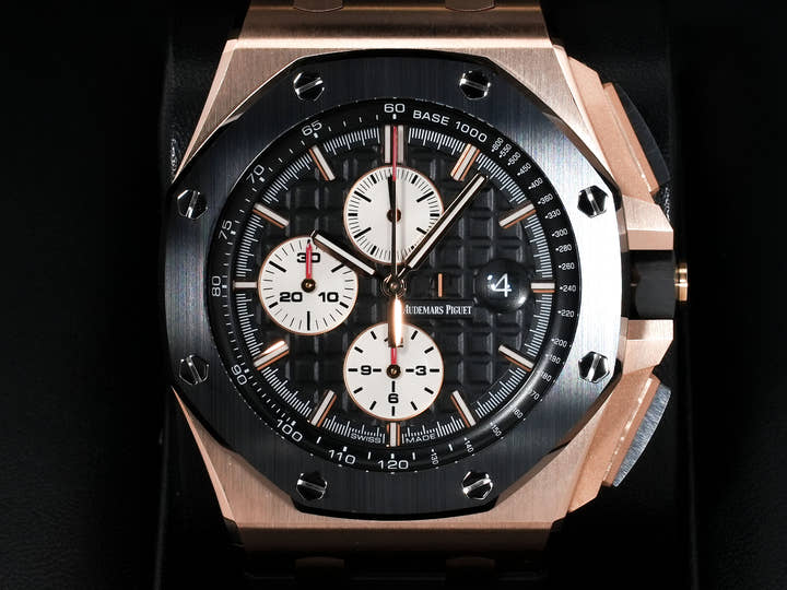 Audemars Piguet Royal Oak Offshore Chronograph Ref. 26401RO.OO.A002CA.01 Pink Gold Black Dial Excellent Condition 3vd2897x